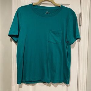 NWOT J. Crew Essentials Size S Teal Blue Cotton Crew Neck Tee Shirt